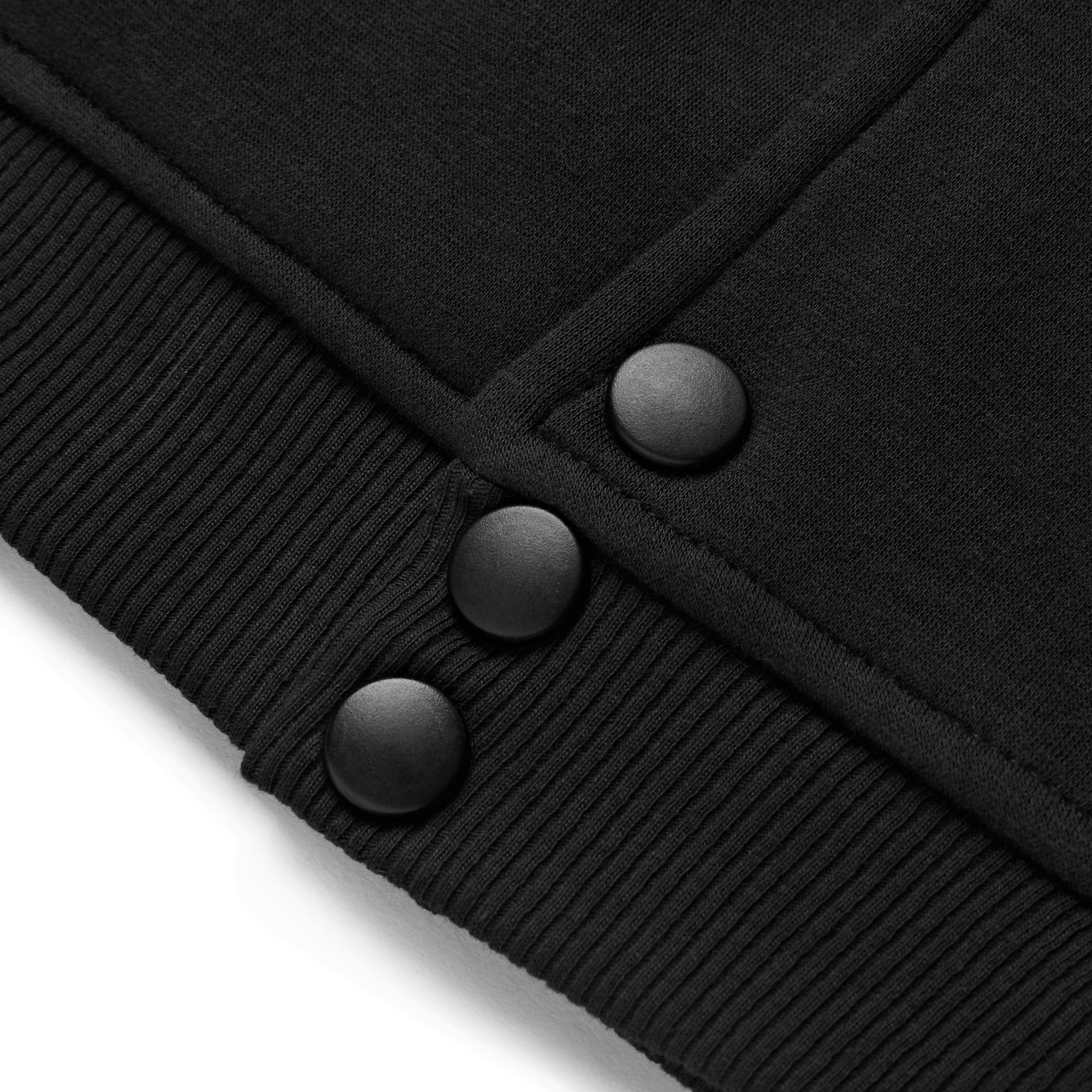 Detail image of matte black buttons for toddler jacket